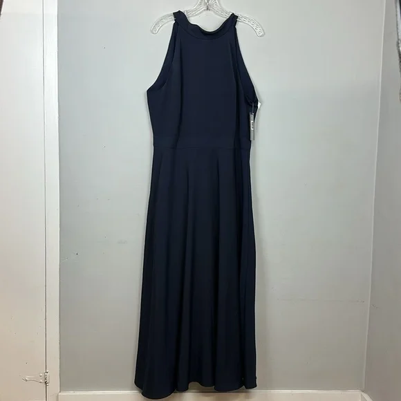 NWT Tahari Back Tie Halter Maxi Dress Navy Sz 14 NWT Tahari Back Tie Halter Maxi Dress Navy Sz 14